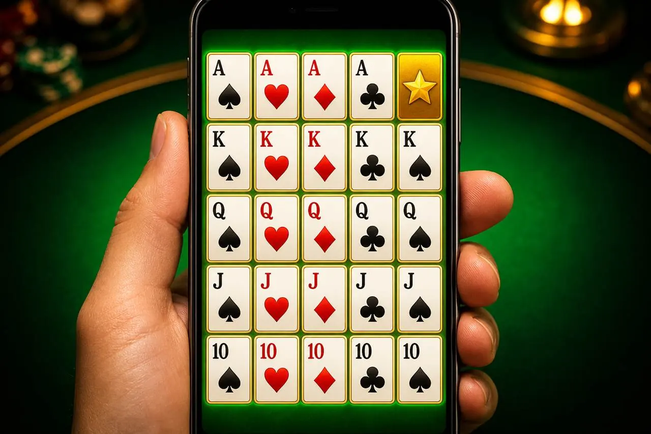 JILI catalogue tile of Super Ace Deluxe opening into a demo 4×5 grid with credit chips, gold crown art, no cashier bar